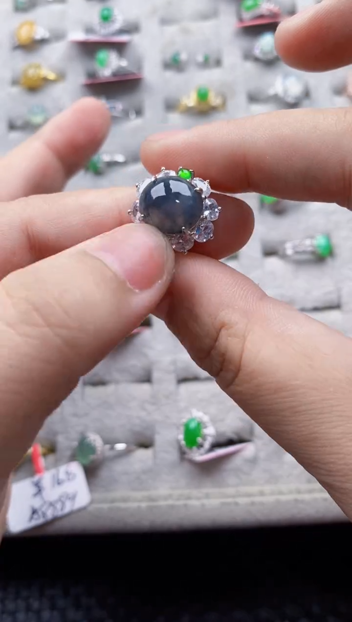 翡翠戒指银S925镶嵌999999999    9