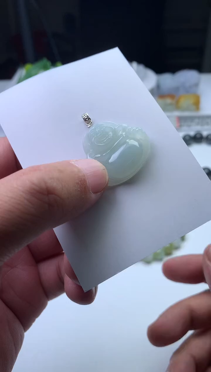 颈饰银S925镶嵌翡翠风*珠子