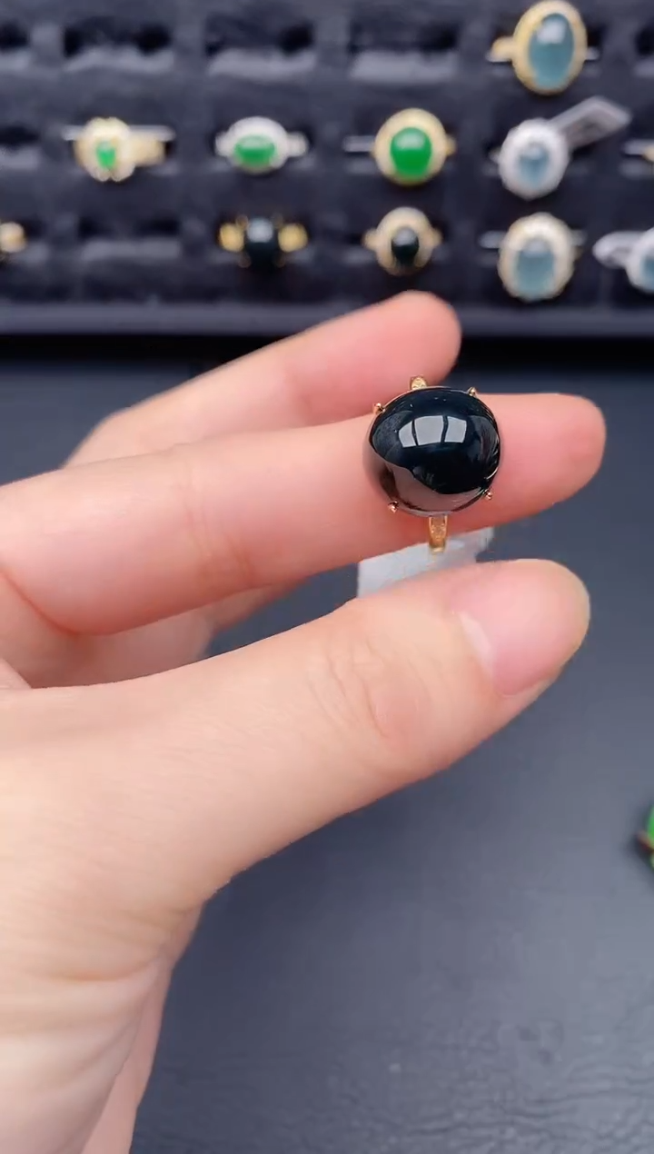 银S925镶嵌戒指翡翠天然a货翡翠514