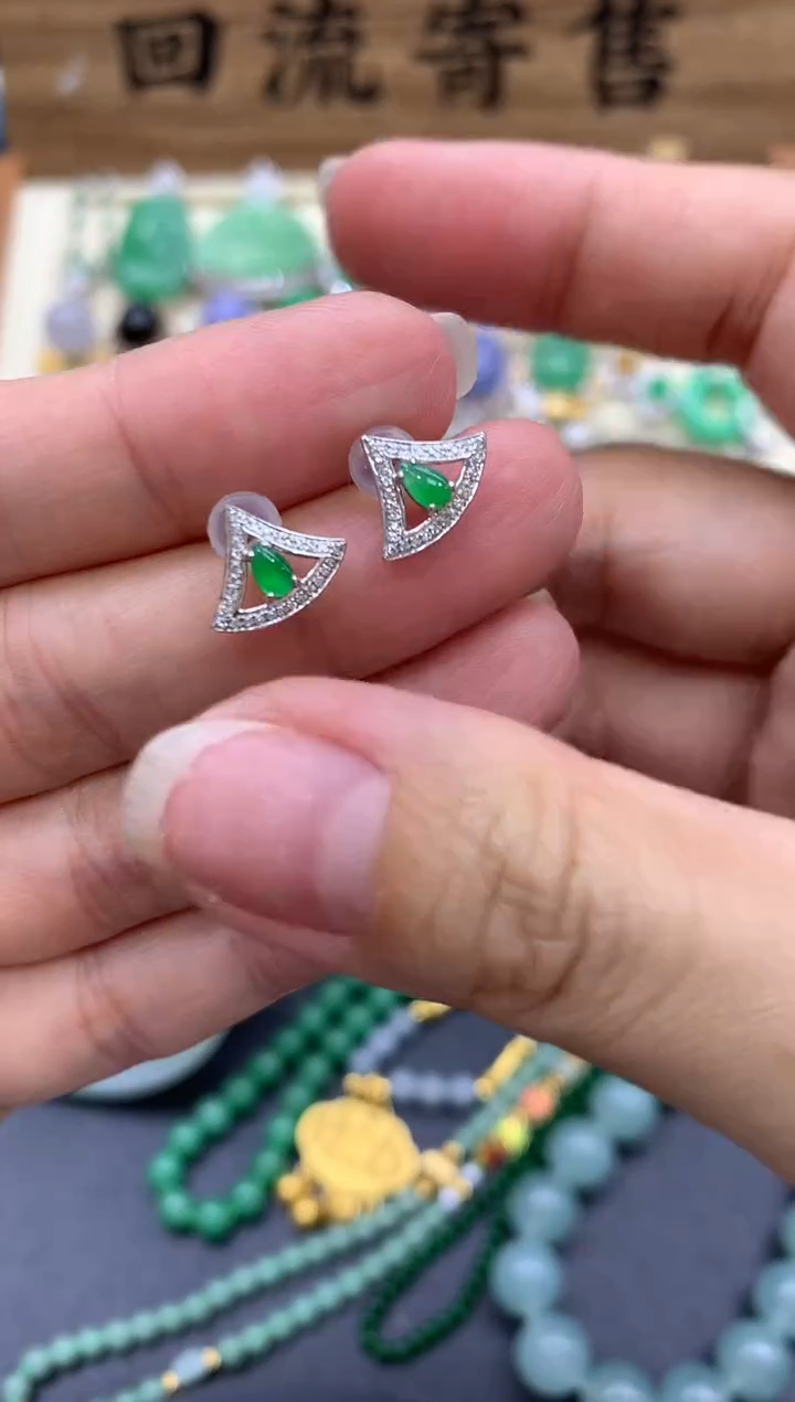 【闪购商品】翡翠耳饰18K金镶嵌201-中国好珍宝