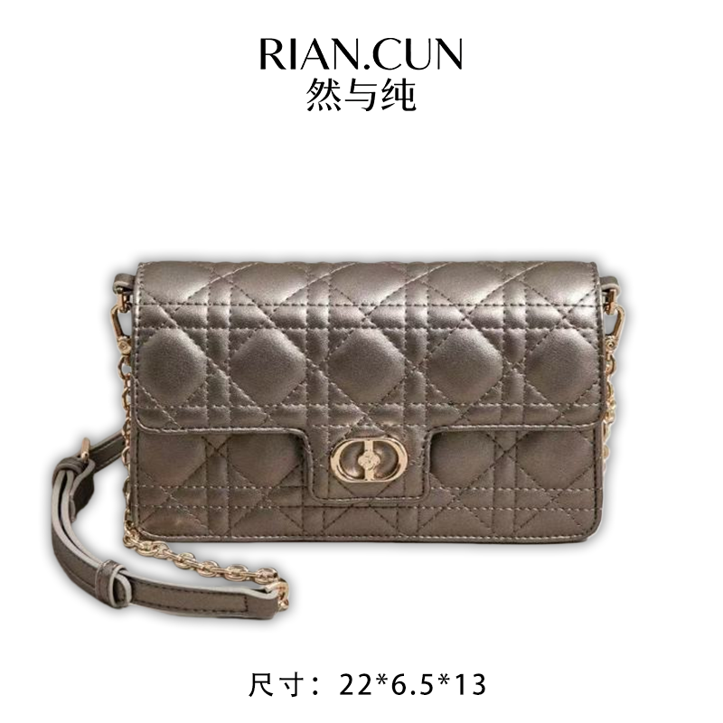 RAIN.CUN冬季2025新款轻奢设计单肩斜挎女包 SK-93079-古铜色