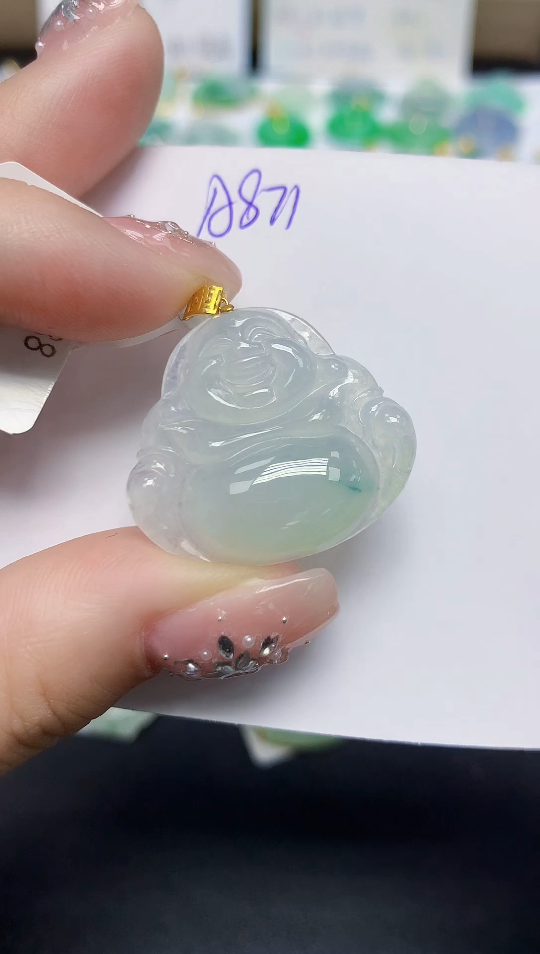 颈饰18K金镶嵌翡翠天然缅甸翡翠A货翡翠百元以上9元证书费自理