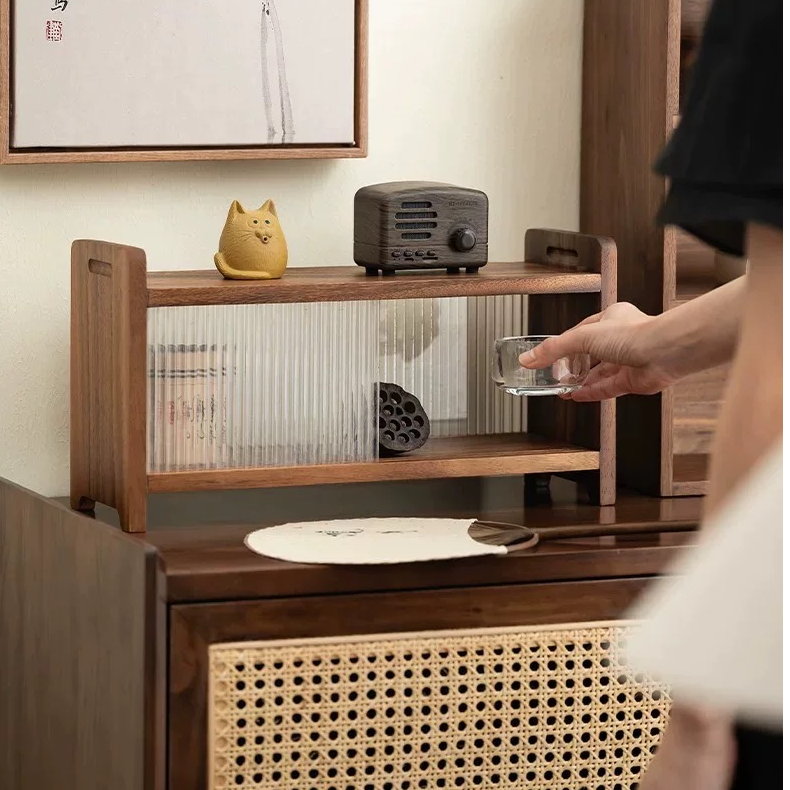 北美黑胡桃木纯实木置物架多功能置物架收纳好物展示架