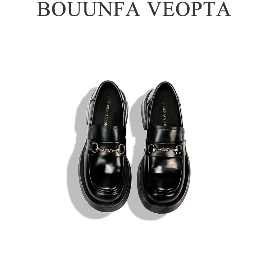 BOUUNFA VEOPTA【芯片】乐福鞋圆头时尚真皮百搭英伦厚底女鞋D17