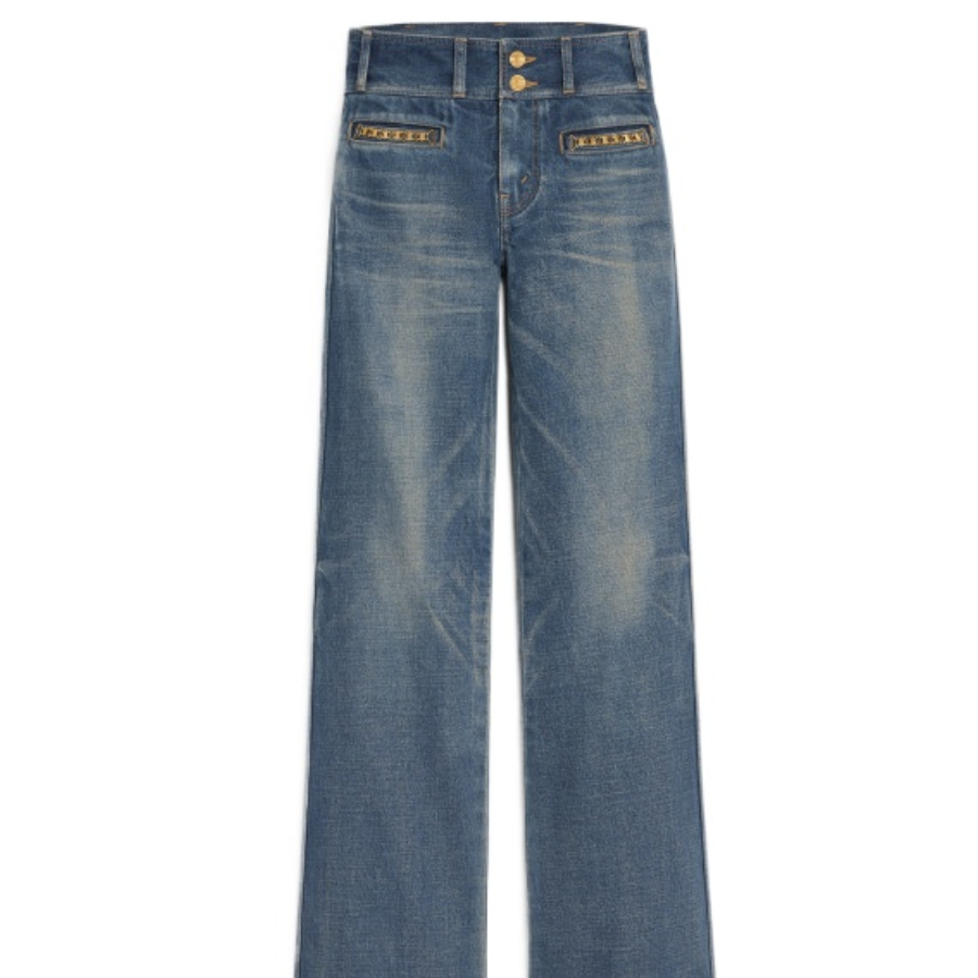 未使用 Celine/思琳 纯色链条直筒裤 蓝色/27/28