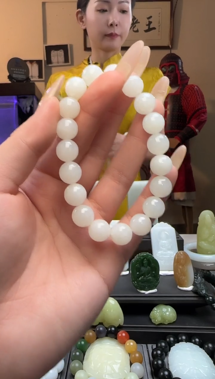 【闪购商品】和田玉白玉圆珠未镶嵌手串