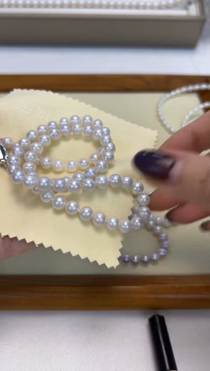 颈饰银S925镶嵌淡水珍珠6-7MM无核