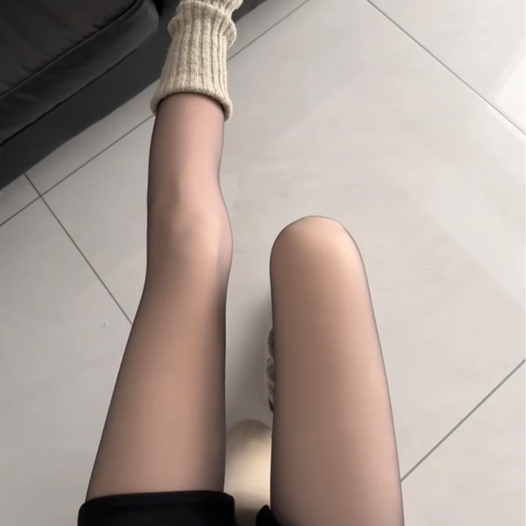 J-【2025升级超透款】光腿神器单层一体绒黑透肤打底袜秋冬加绒