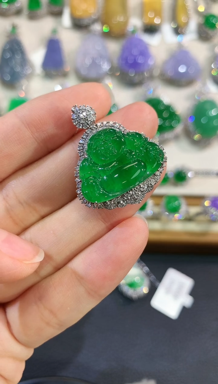 【闪购商品】翡翠吊坠(不含链)18K金镶嵌w1