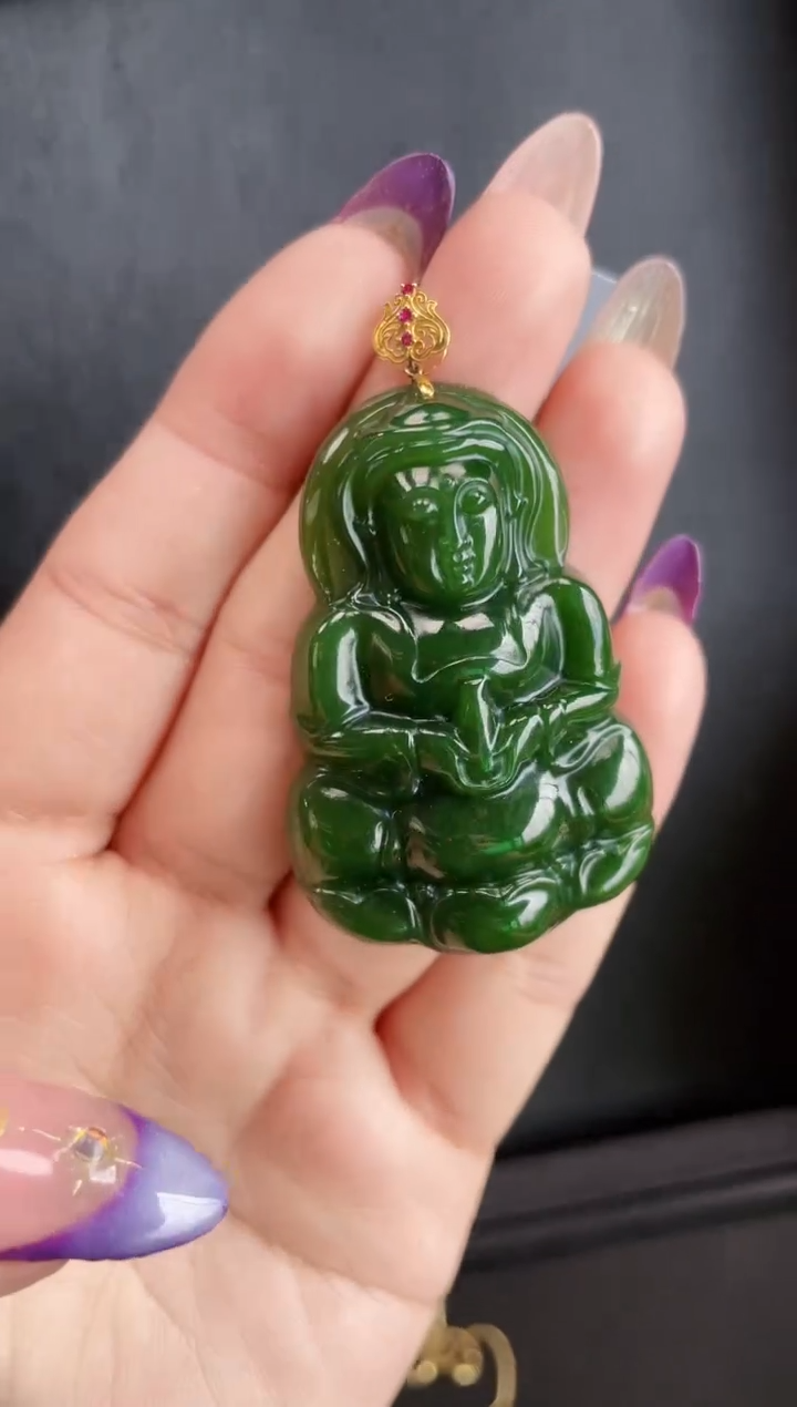 【闪购商品】和田玉吊坠18K金镶嵌52MM多样性发一