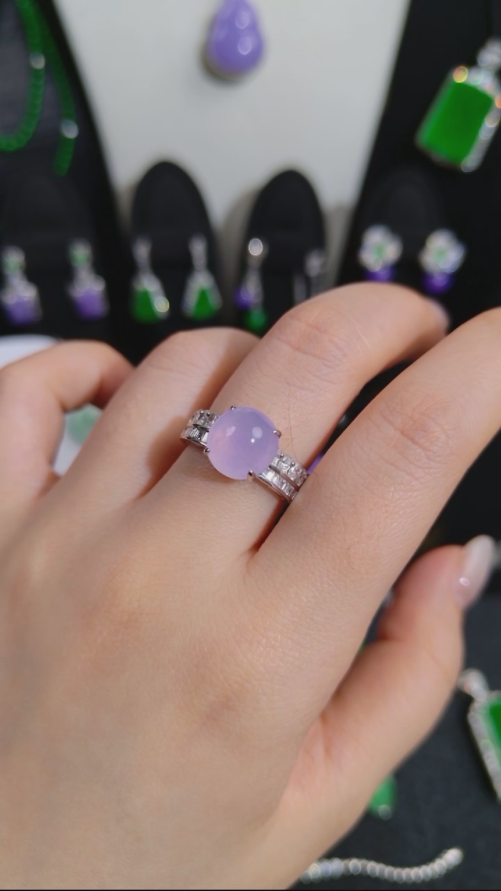 吊坠(不含链)18K金镶嵌翡翠蛋面戒指