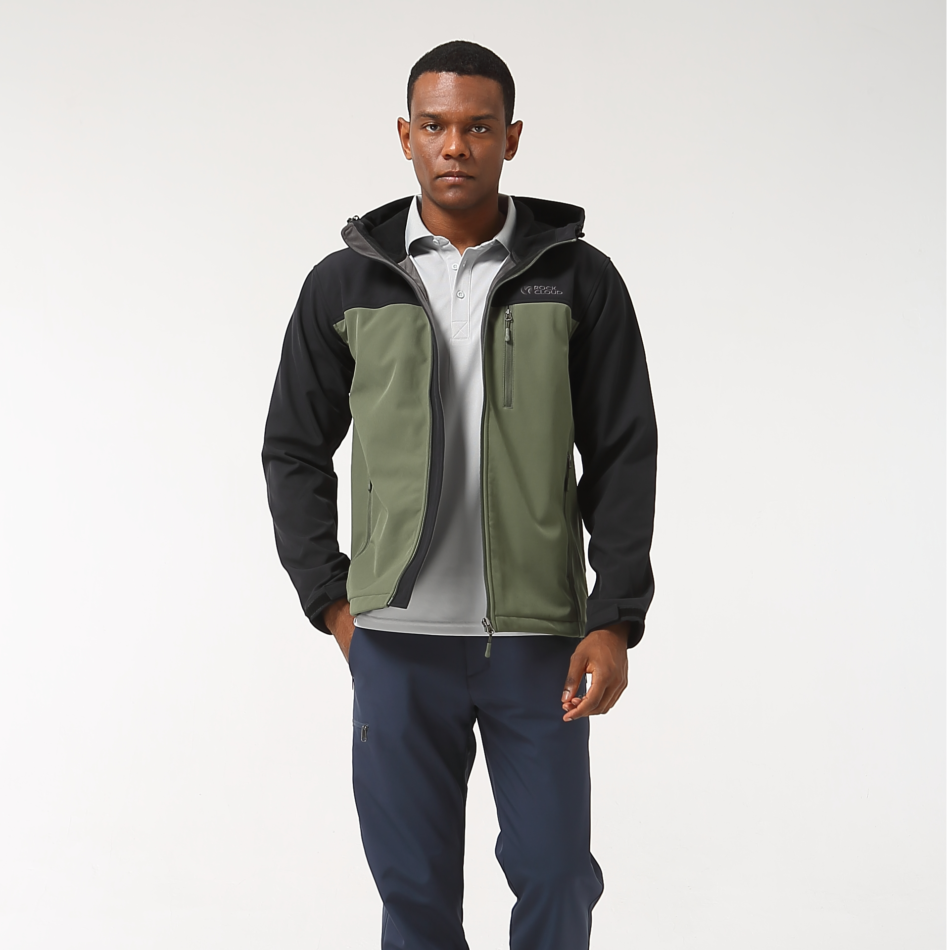 RockCloud/岩云春秋户外弹力舒适防风保暖防泼男士连帽M1软壳上衣