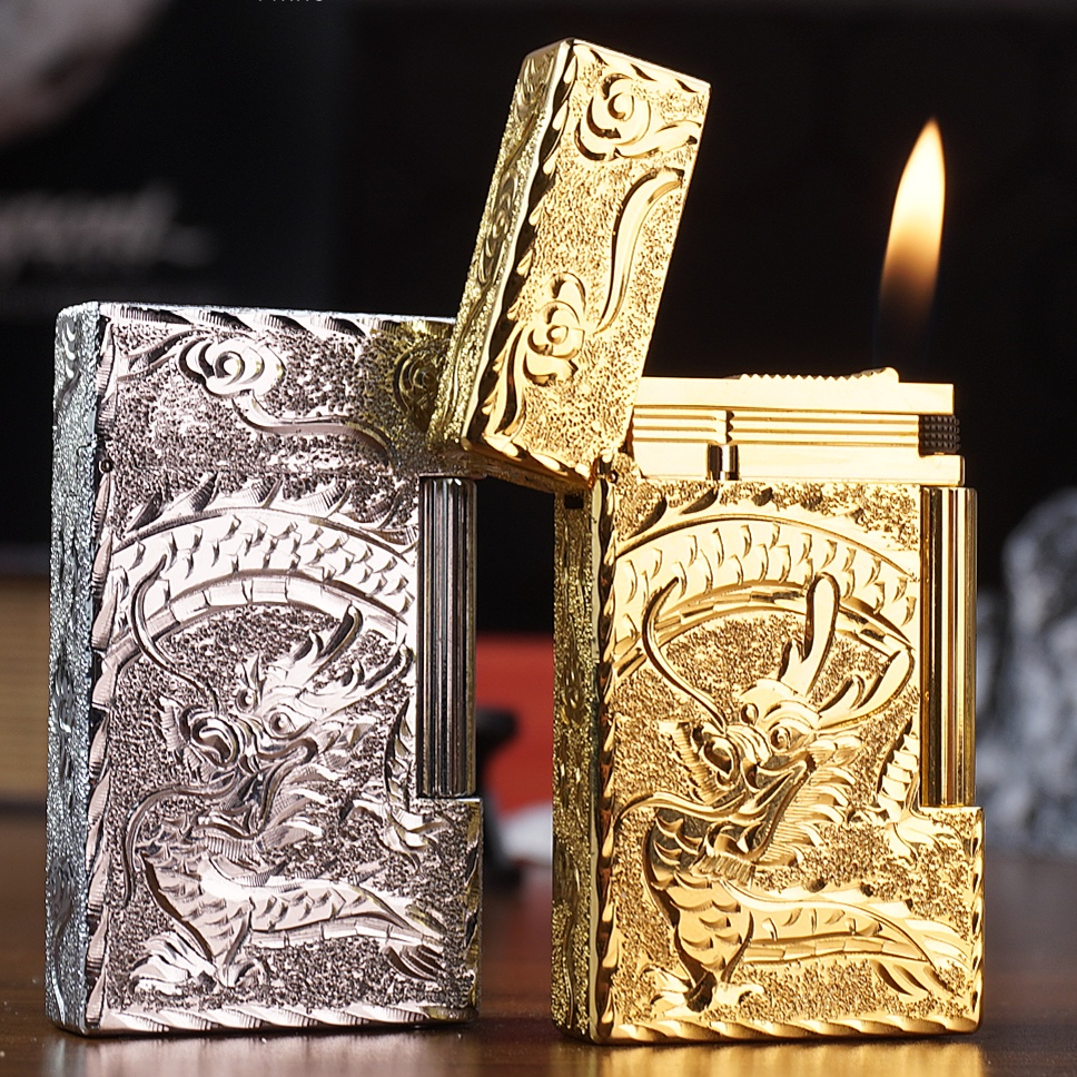 龙凤呈祥朗声打火机皇家领导送礼男士生肖纯铜