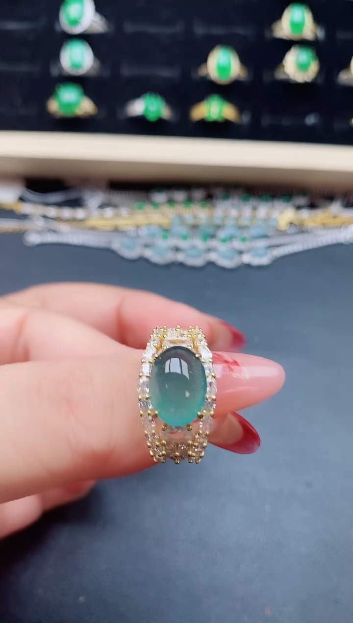 【闪购商品】翡翠戒指银S925镶嵌21321