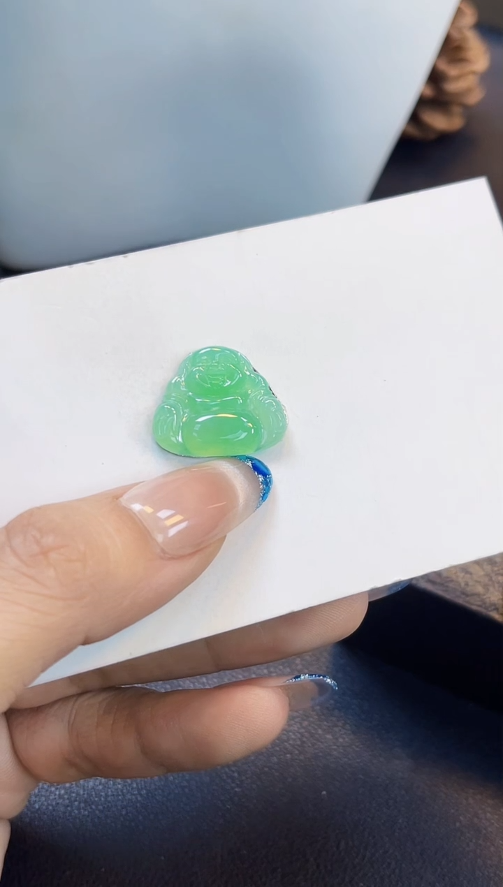 裸石翡翠晓梅07老坑冰胶甜阳绿佛公17*19.8*3.8