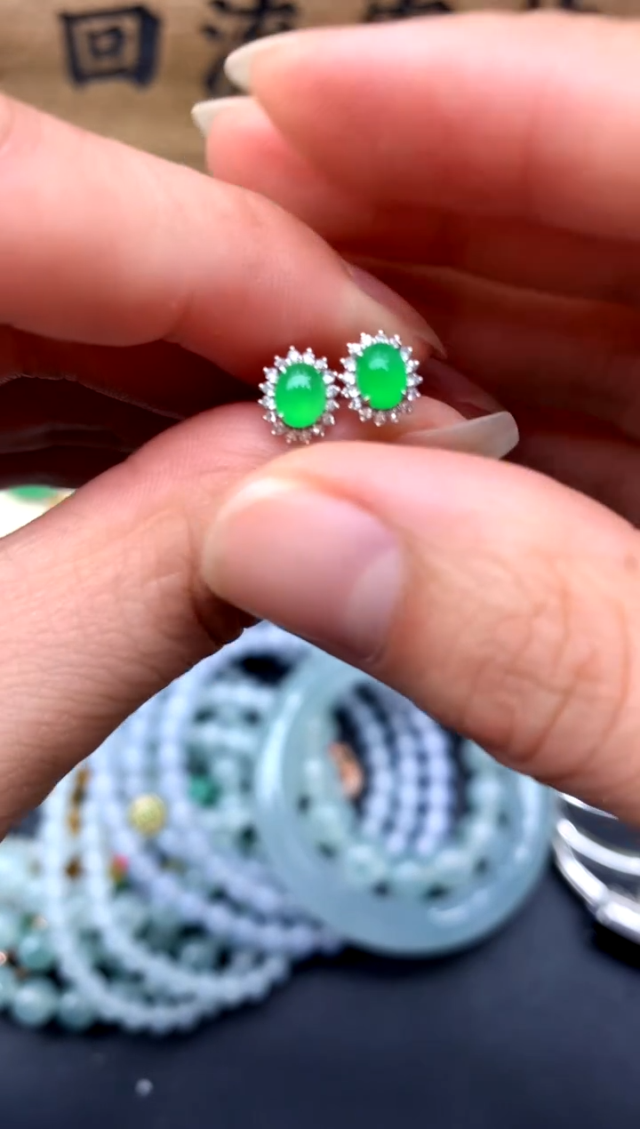 【闪购商品】翡翠耳饰18K金镶嵌232-中国好珍宝