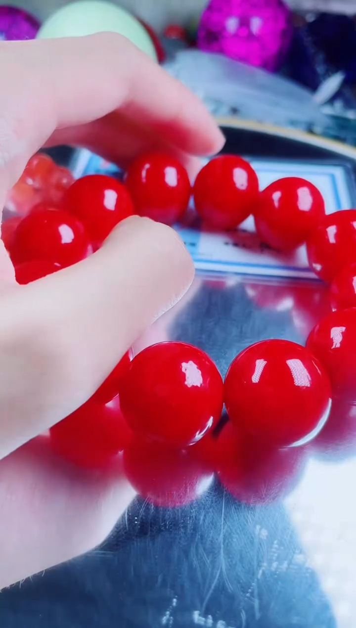 硅化珊瑚（珊瑚玉）手串未镶嵌红珊瑚手串卡20