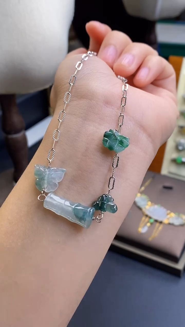 颈饰银S925镶嵌翡翠19448