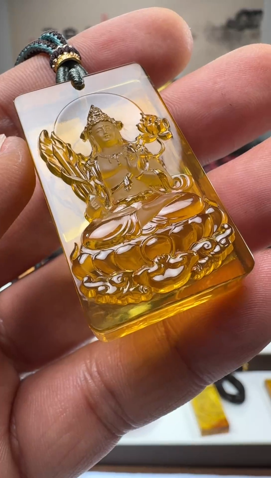 【闪购商品】琥珀颈饰未镶嵌缅甸琥珀虚空藏方牌吊坠