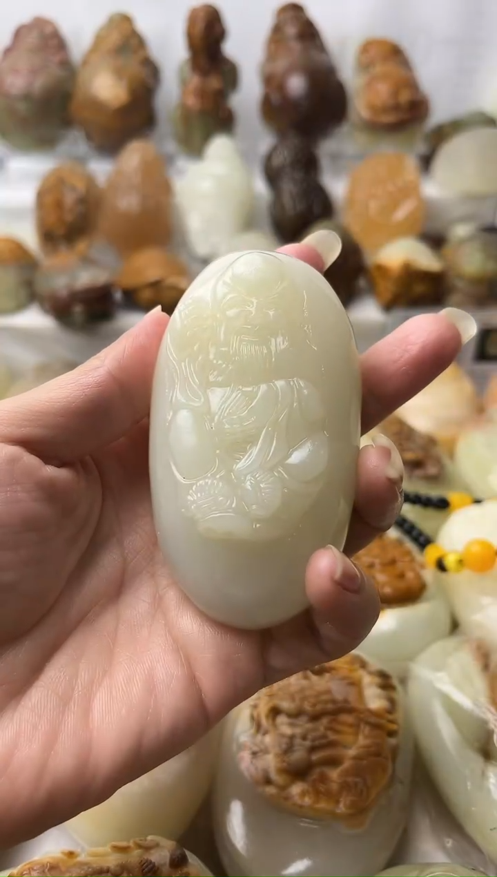 石材方解石手把摆件不退换寿星