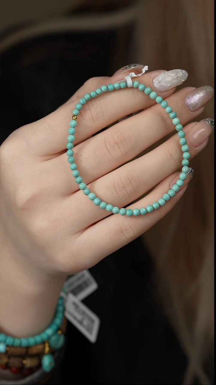 【闪购商品】绿松石单圈18K金镶嵌Q06（多样性发一件）