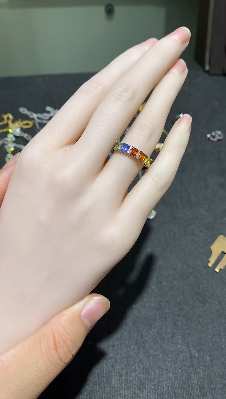 戒指蓝宝石银S925镶嵌戒指