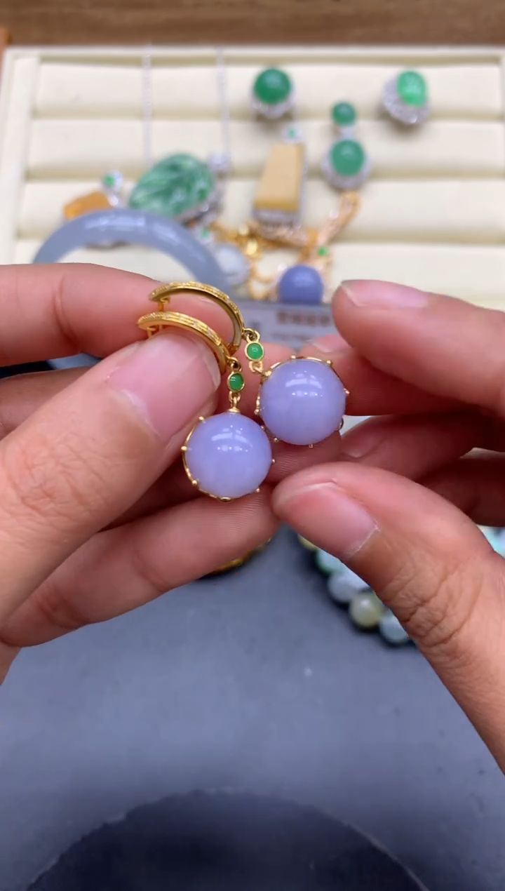 【闪购商品】翡翠耳饰18K金镶嵌603-中国好珍宝