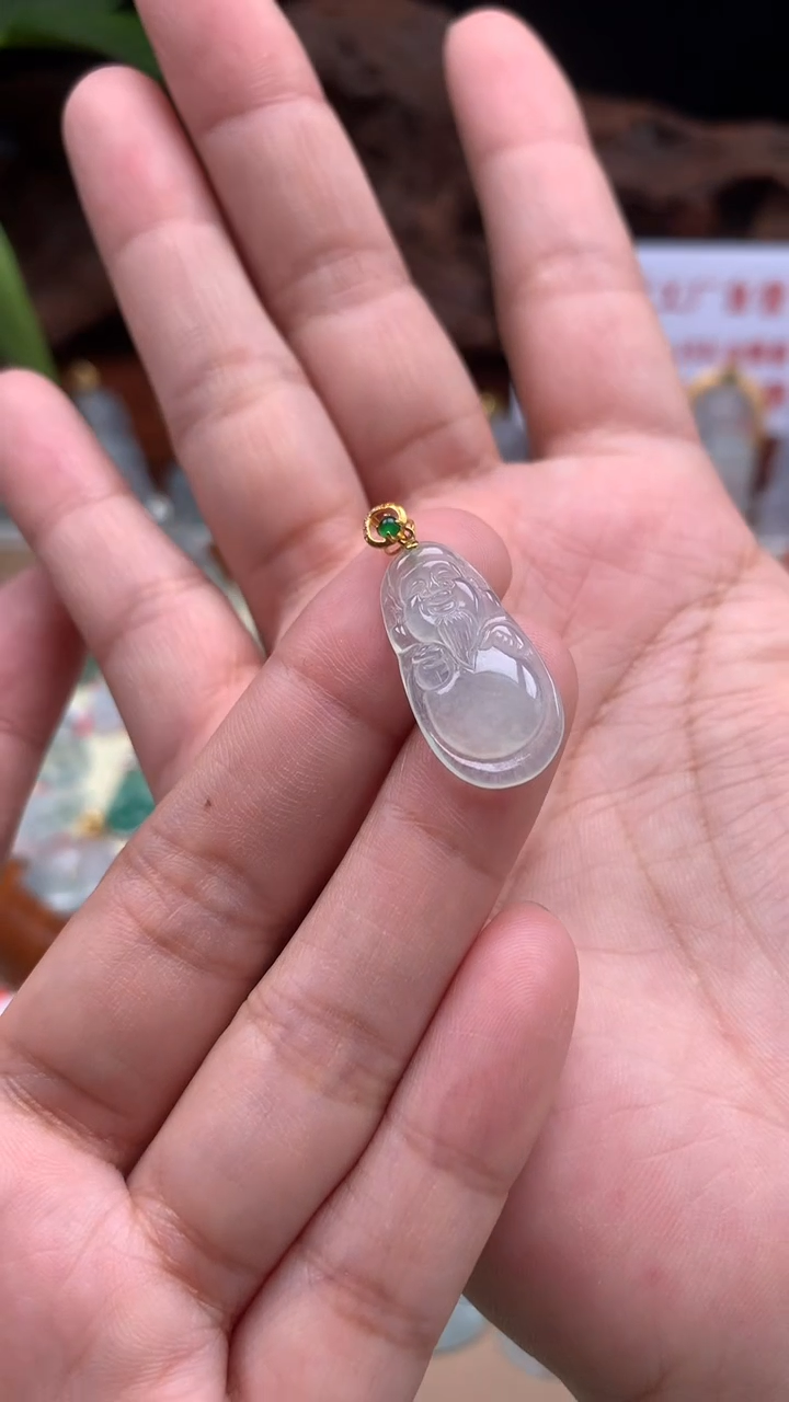 【闪购商品】翡翠吊坠(不含链)18K金镶嵌财爷