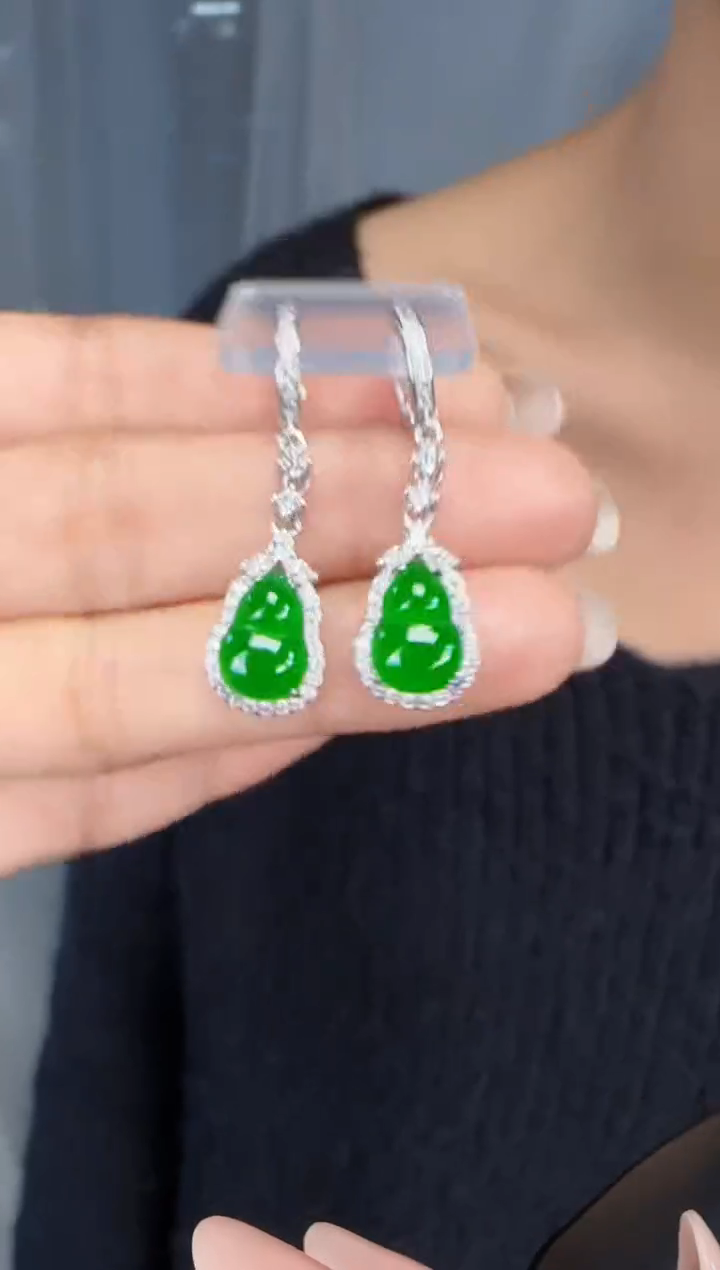 未镶嵌定制翡翠翡翠耳环5