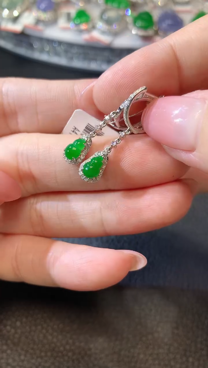 【闪购商品】翡翠耳饰18K金镶嵌A38 多样性发货一件