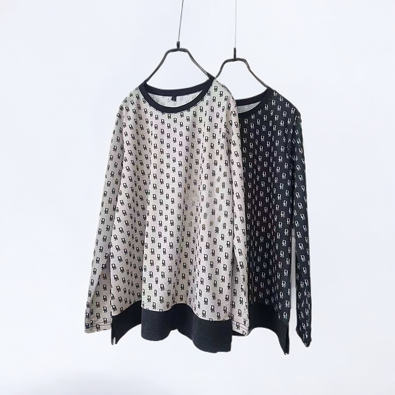 【xineba3】韩国女士拼接圆领字母打底衫舒适百搭时尚洋气弹力