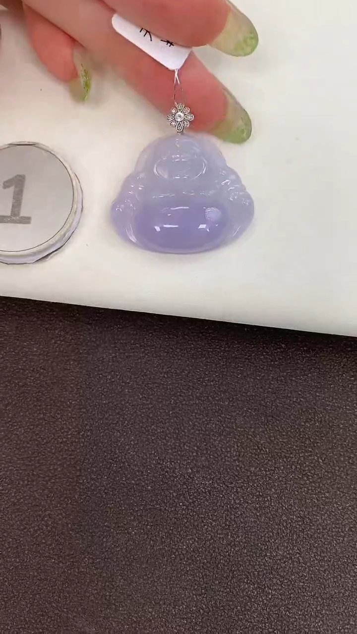 颈饰18K金镶嵌翡翠天然缅甸a货翡翠