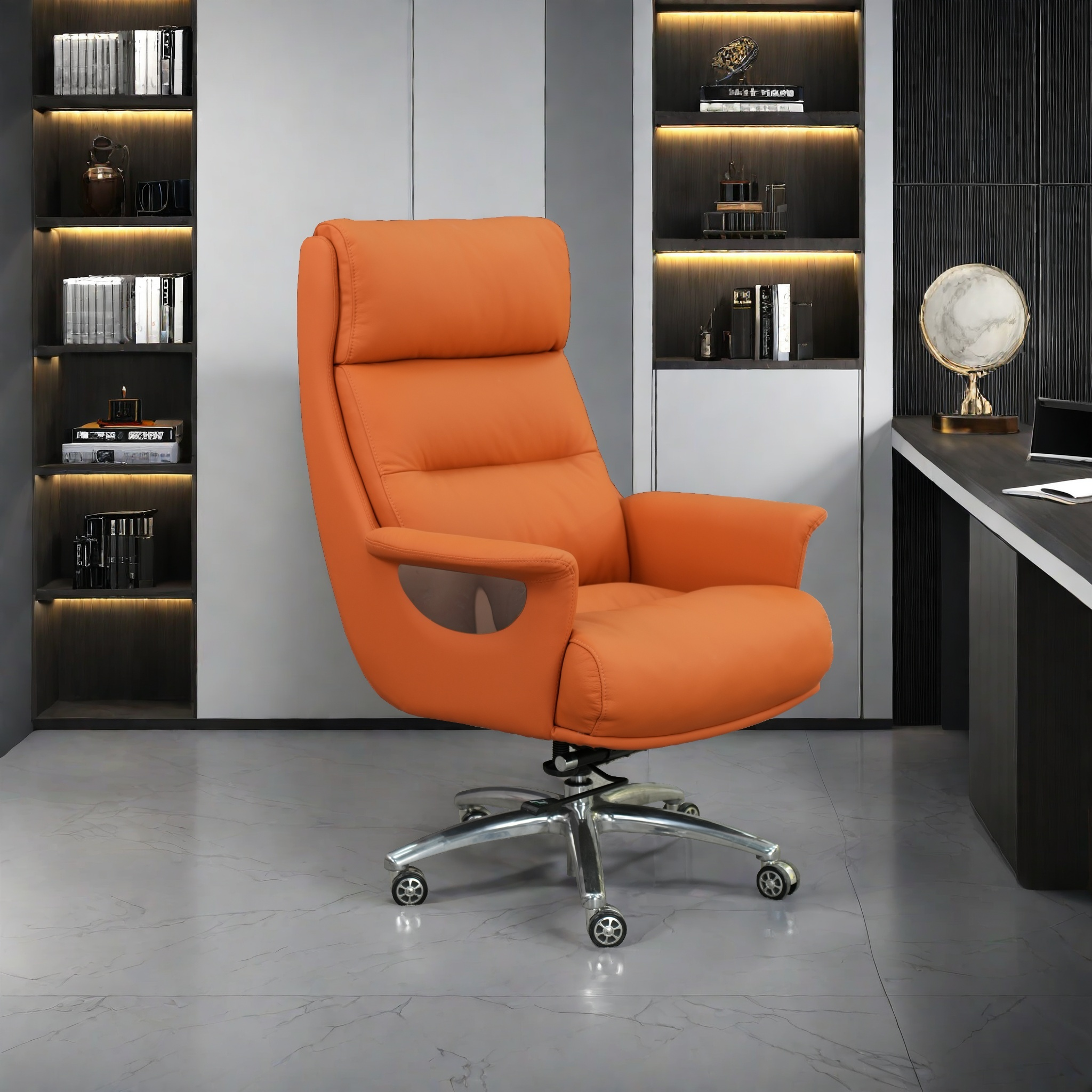 皇欣/午休按摩椅电动电竞办公真皮老板办公椅可躺午休椅