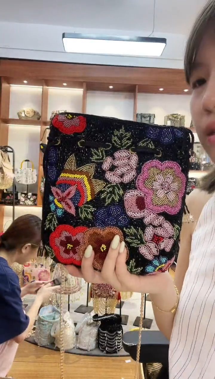 织物622手工珠珠包包腋下斜跨包手拿包手提晚宴包