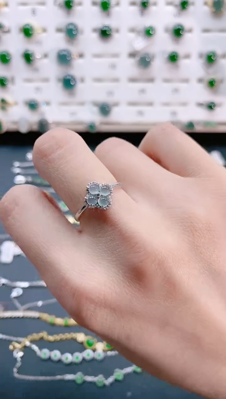 【闪购商品】翡翠戒指银S925镶嵌天然翡翠