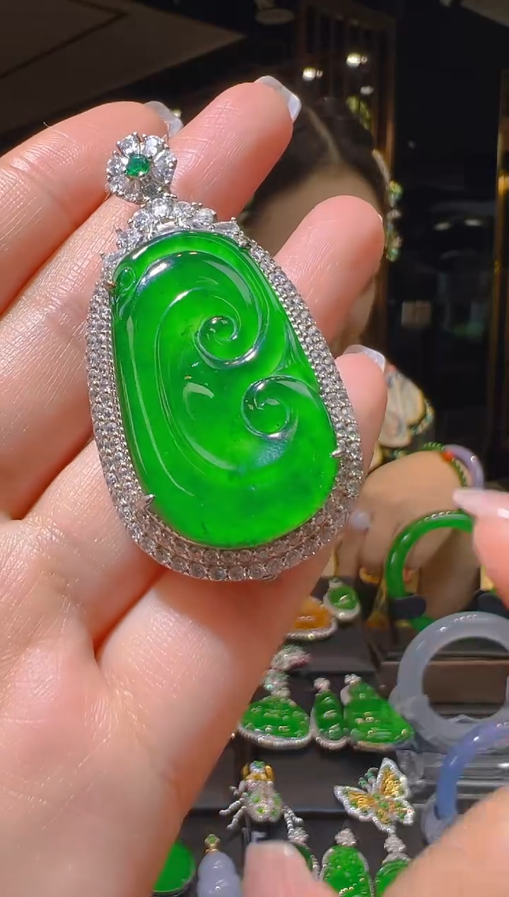 【闪购商品】翡翠吊坠(赠链)银S925镶嵌015（多样性发货）