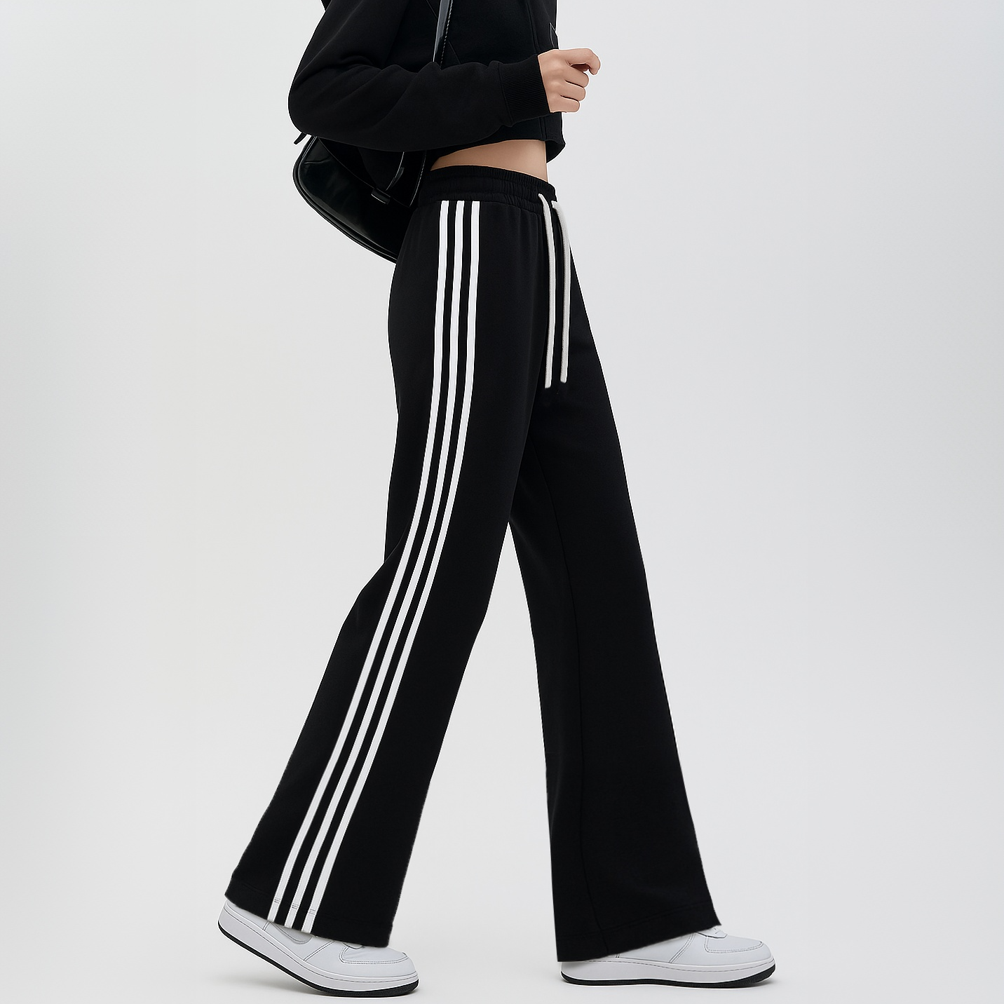 coconut新款复古三条杠条纹松弛感女款休闲运动裤