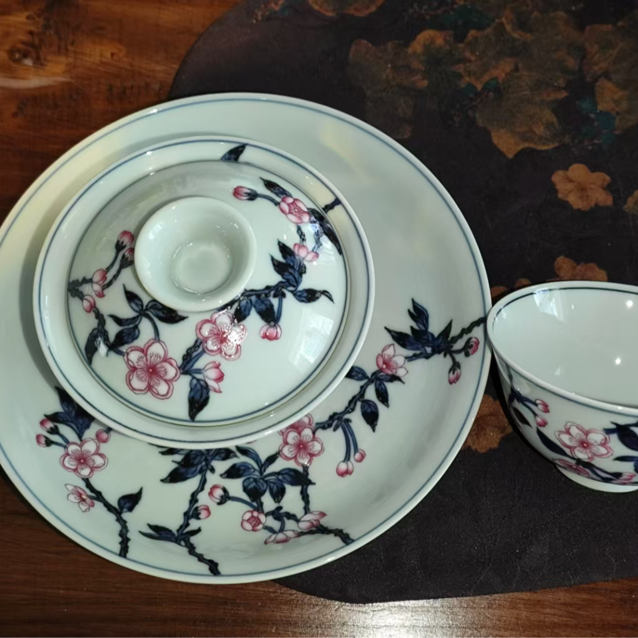 镇店美作【粉彩桃花套组】（清玥窑玥之古藏）景德镇纯手工手绘套组