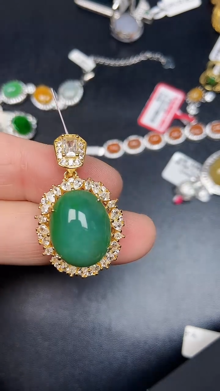 银S925镶嵌戒指翡翠3930