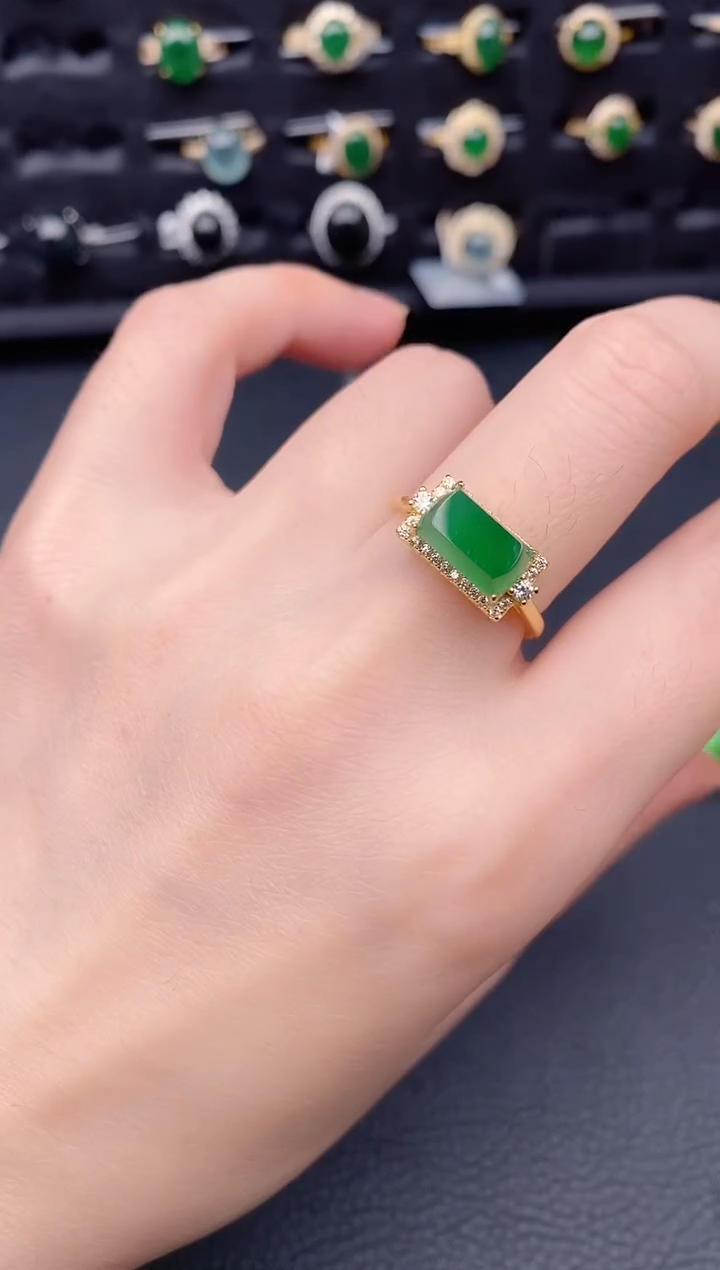 银S925镶嵌戒指翡翠天然a货翡翠230