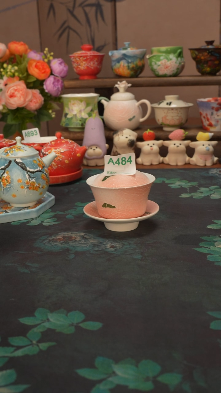 壹心 仙女粉玫瑰三才盖碗484