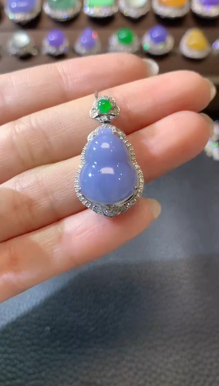 【闪购商品】翡翠吊坠(不含链)18K金镶嵌D3紫货有一定色差