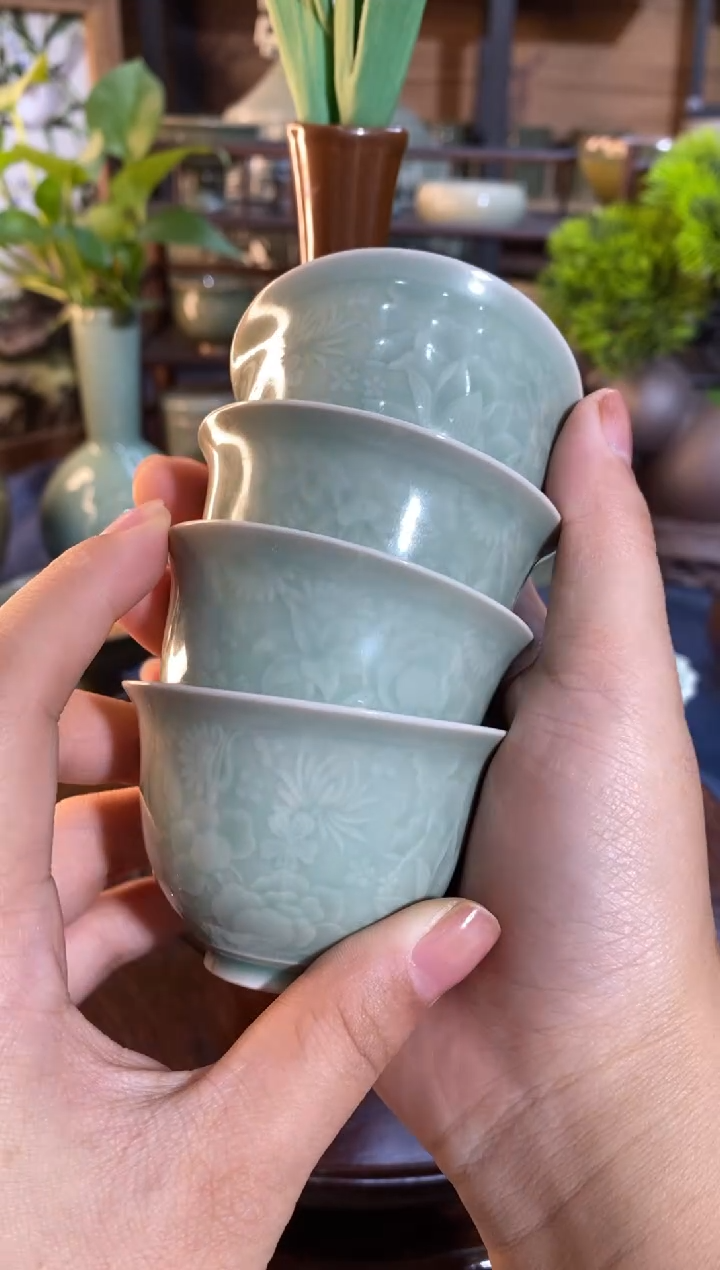 【闪购商品】100018 百花小杯 4只微瑕