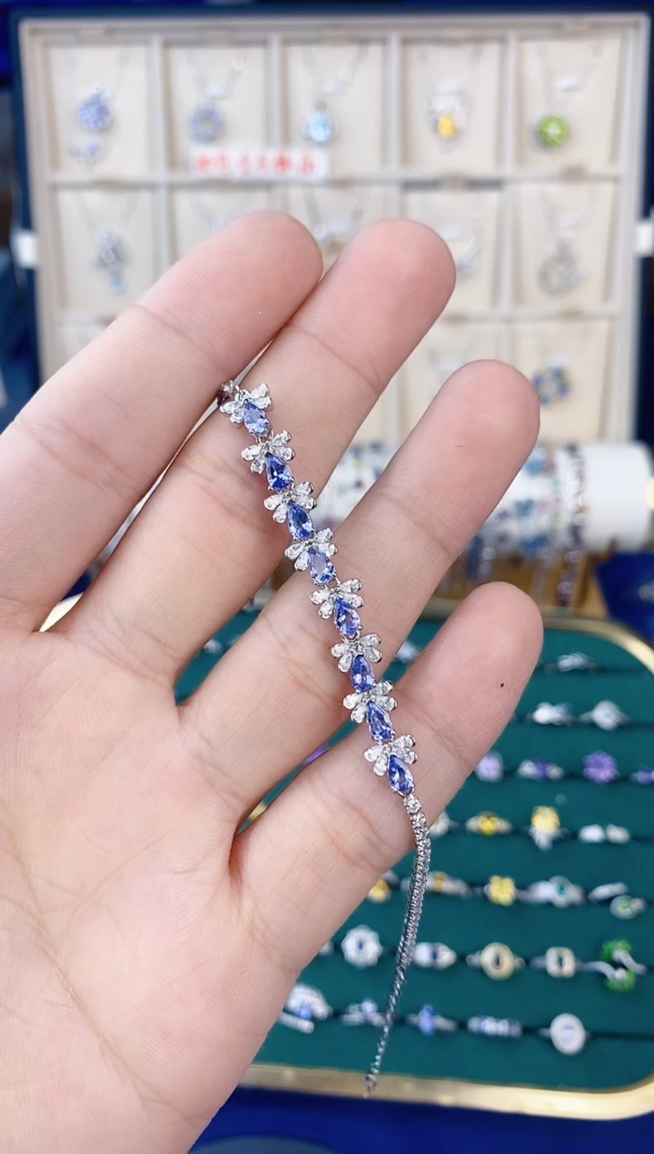 【闪购商品】坦桑石手链银S925镶嵌带证书