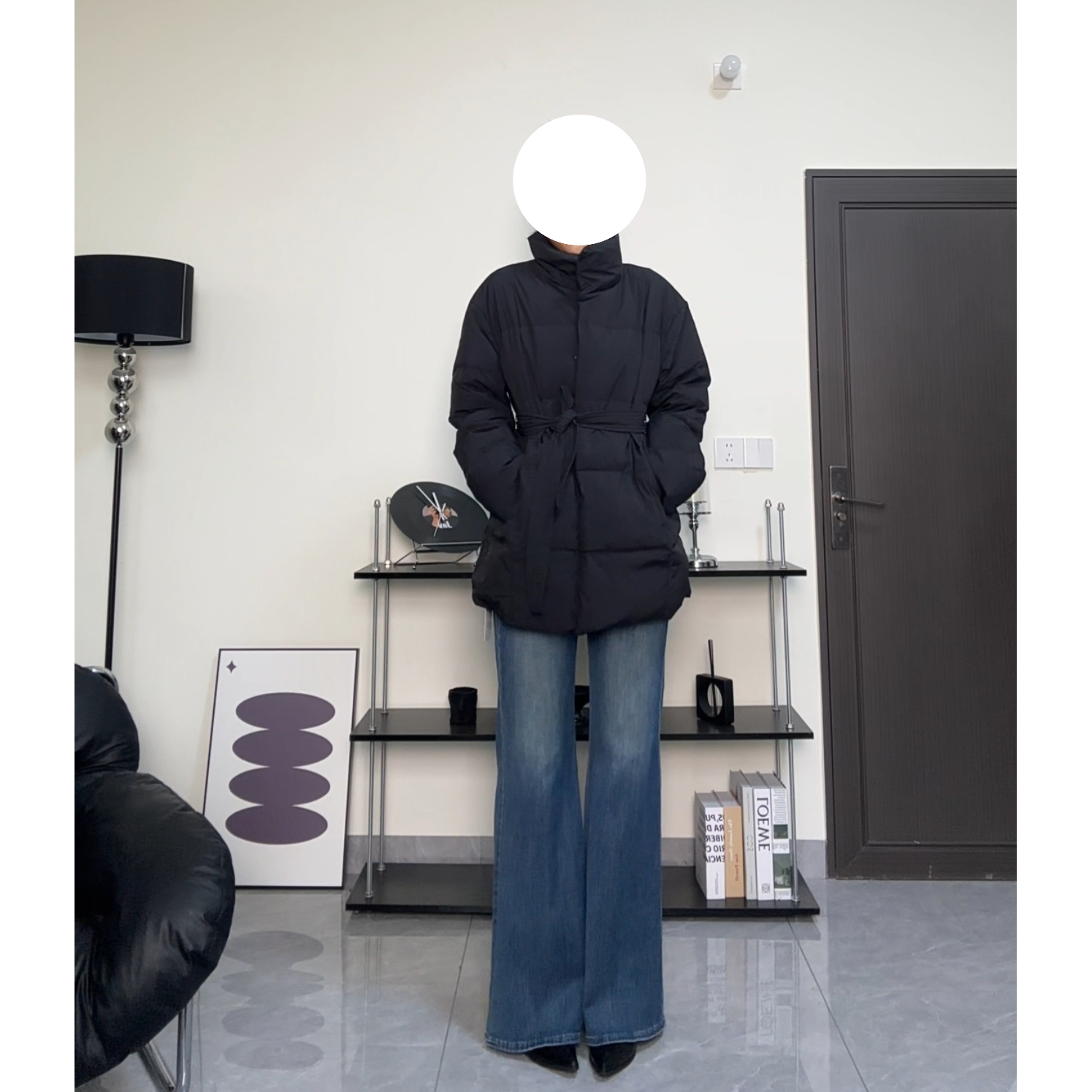 珍珍高个子【一件过冬】加长气质收腰系带中长款50羽融服外套女冬季