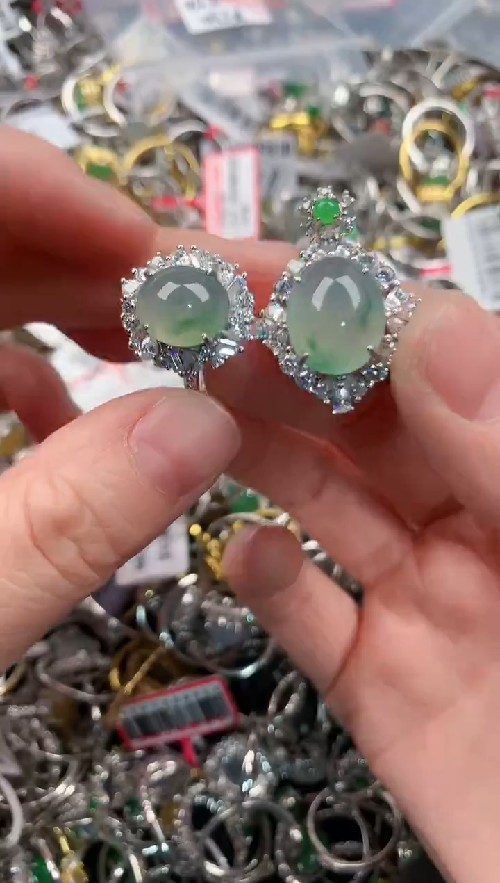 银S925镶嵌戒指翡翠999                7