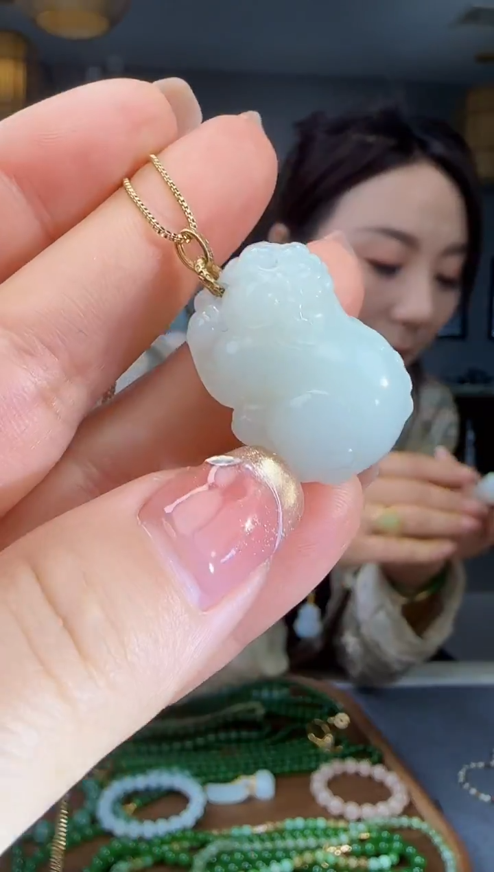 吊坠(不含链)18K金镶嵌和田玉1