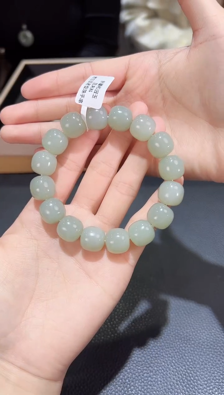 【闪购商品】和田玉手串未镶嵌且末料青白玉老型手串多样性发一