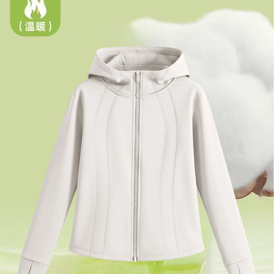 加绒加厚暖肤奥利绒双拉链修身奥利绒百搭外套（连帽）SK8620冬季