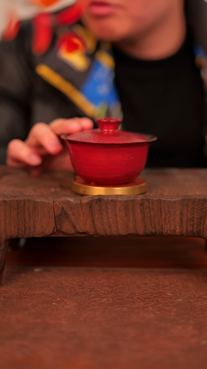 手工故宫红盖碗   